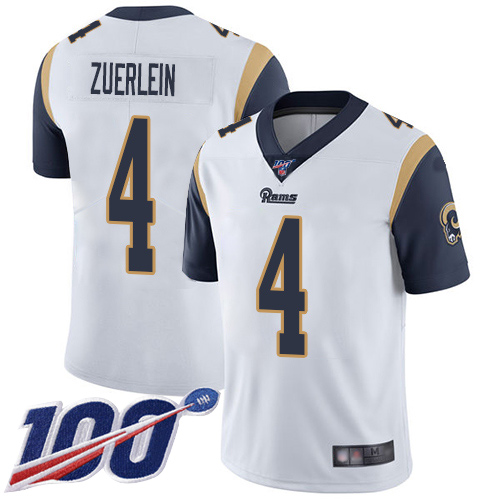 Los Angeles Rams Limited White Men Greg Zuerlein Road Jersey NFL Football 4 100th Season Vapor Untouchable